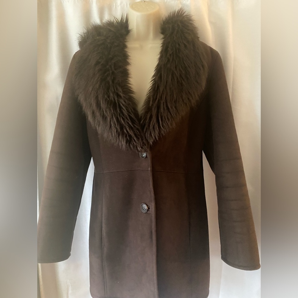Calvin Klein Ultra Suede & Faux Fur Winter Coat